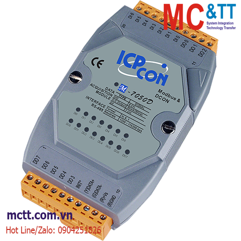 Module RS-485 Modbus RTU 7 kênh đầu vào số DI + 8 kênh đầu ra số DO ICP DAS M-7050D-G CR