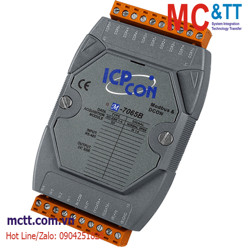 Module RS-485 Modbus RTU 5 kênh đầu ra DC SSR + 4 kênh đầu vào số DI ICP DAS M-7065B-G CR