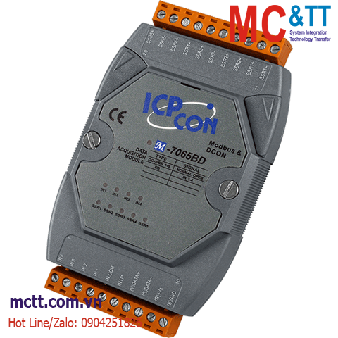 Module RS-485 Modbus RTU 5 kênh đầu ra DC SSR + 4 kênh đầu vào số DI ICP DAS M-7065BD-G CR