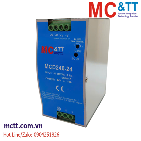Bộ đổi nguồn Din-Rail MCTT MCD240-24 240W, 24VDC, 10A