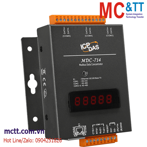 Bộ dữ liệu tập trung Modbus 1xRS-232 + 4xRS-485 + 1xEthernet ICP DAS MDC-714 CR