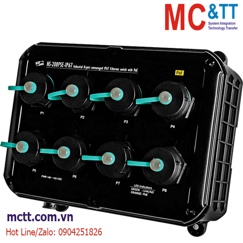 Switch công nghiệp 8 cổng PoE Ethernet IP67 ICP DAS NS-208PSE-IP67 CR