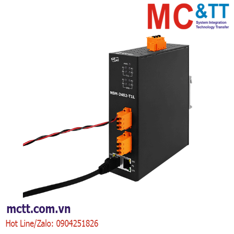 Switch công nghiệp 2 cổng Ethernet RJ45 + 4 cổng T1L Ethernet ICP DAS NSM-2402-T1L CR