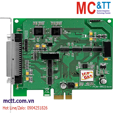 Card PCI Express 16 kênh AI 16 bit, 200 kS/s + 2 kênh AO + 12 kênh vào/ra số DIO ICP DAS PCIe-8622 CR