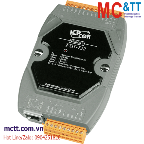 Bộ chuyển đổi 2 cổng RS-232 + 1 cổng RS-485 + 4 kênh DI + 4 kênh DO sang Ethernet ICP DAS PDS-732 CR