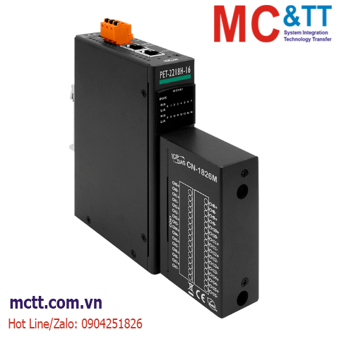 Module 2 cổng PoE Modbus TCP & MQTT 16 kênh Thermocouple ICP DAS PET-2218H-16/S1 CR