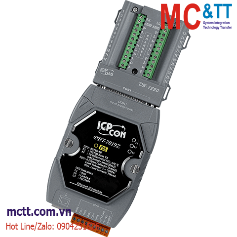 Module PoE Ethernet Modbus TCP 10 kênh AI Thermocouple + 6 kênh DO ICP DAS PET-7019Z/S CR