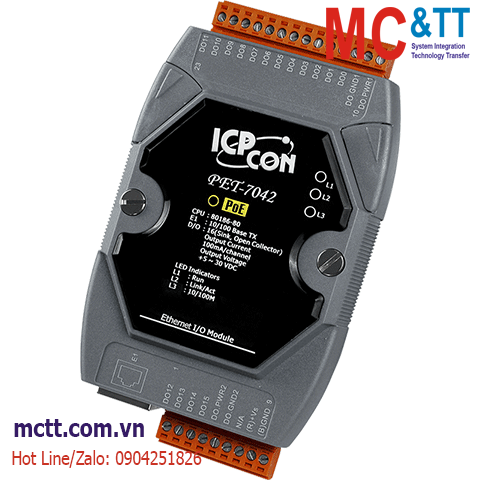Module PoE Ethernet Modbus TCP 16 kênh đầu ra số DO ICP DAS PET-7042 CR