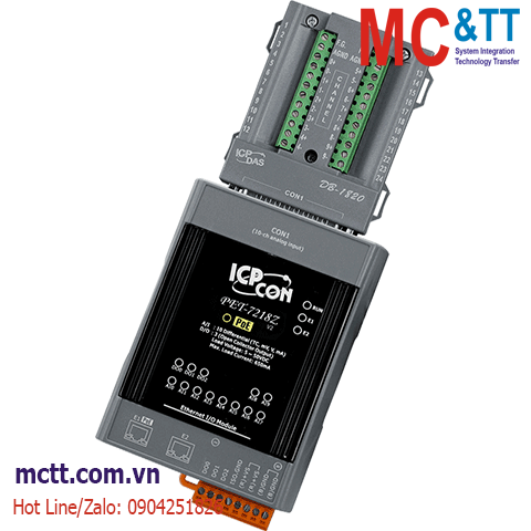 Module 2 cổng PoE Ethernet Modbus TCP 10 kênh AI (Thermocouple) + 3 kênh DO ICP DAS PET-7218Z/S CR