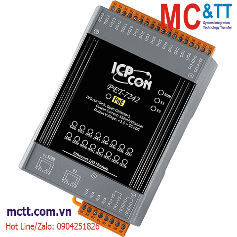 Module 2 cổng PoE Ethernet Modbus TCP 16 kênh đầu ra số DO ICP DAS PET-7242 CR