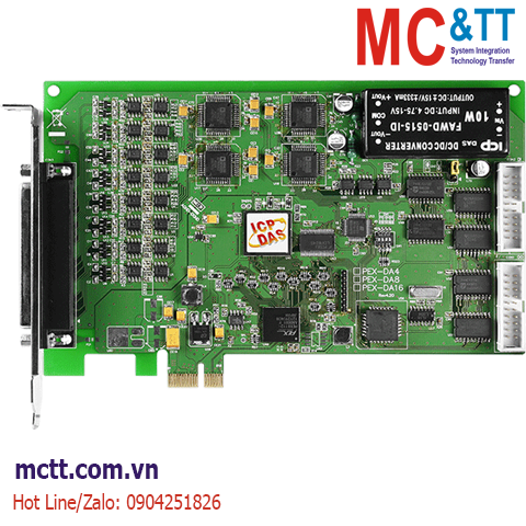 Card PCI Express 16 kênh AO 14 bits + 16 kênh vào/ra số DI/DO + 3 kênh Timer/Counter/Frequency ICP DAS PEX-DA16 CR