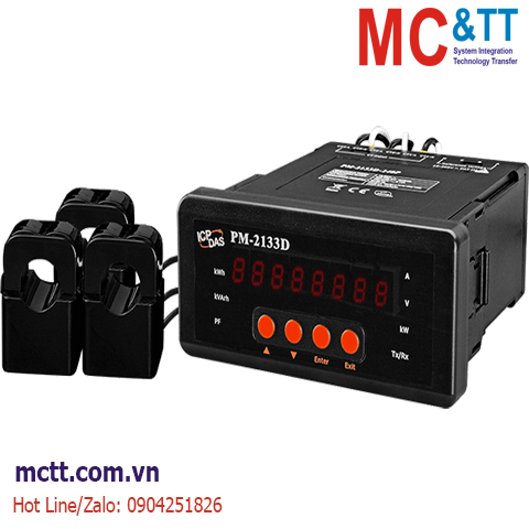 Thiết bị đo và hiển thị điện thông minh 3 pha 200A RS-485 Modbus RTU ICP DAS PM-2133D-240P CR
