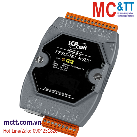 Bộ chuyển đổi Modbus Gateway 7 cổng RS-232 + 1 cổng RS-485 sang Ethernet ICP DAS PPDS-782-MTCP CR