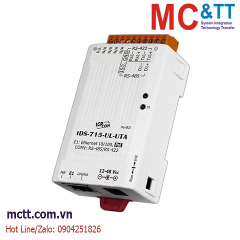 Bộ chuyển đổi 1 cổng RS-422/485 sang Ethernet ICP DAS tDS-715-UL-UTA CR