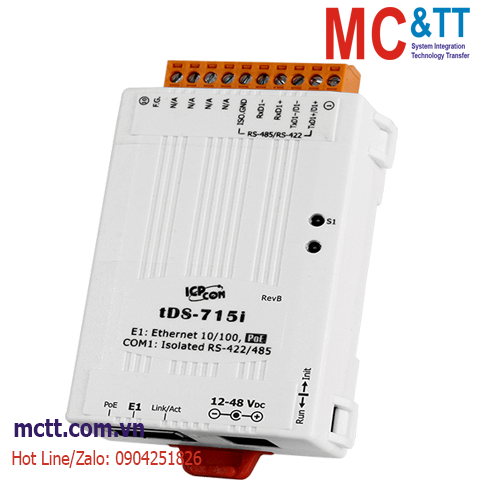 Bộ chuyển đổi 1 cổng RS-422/485 sang Ethernet ICP DAS tDS-715i CR