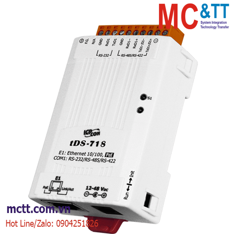 Bộ chuyển đổi 1 cổng RS-232/422/485 sang Ethernet ICP DAS tDS-718 CR
