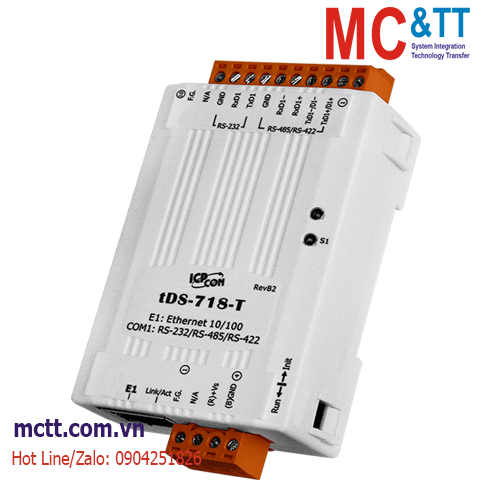 Bộ chuyển đổi 1 cổng RS-232/422/485 sang Ethernet ICP DAS tDS-718-T CR