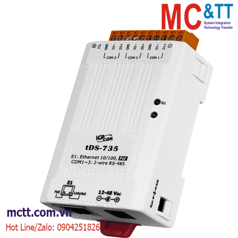 Bộ chuyển đổi 3 cổng RS-485 sang Ethernet ICP DAS tDS-735 CR