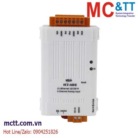 Module Ethernet Modbus TCP 2 kênh AI ICP DAS tET-AD2 CR