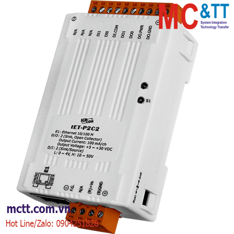 Module Ethernet Modbus TCP 2 kênh DI + 2 kênh DO ICP DAS tET-P2C2 CR