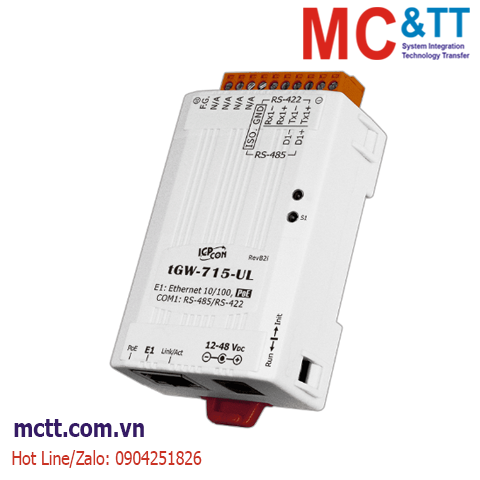 Bộ chuyển đổi Modbus Gateway 1 cổng RS-422/485 sang Ethernet ICP DAS tGW-715-UL CR
