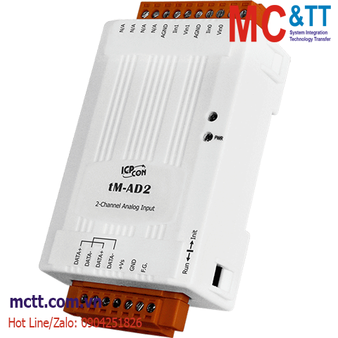 Module RS-485 Modbus RTU 2 kênh đầu vào tương tự AI ICP DAS tM-AD2 CR