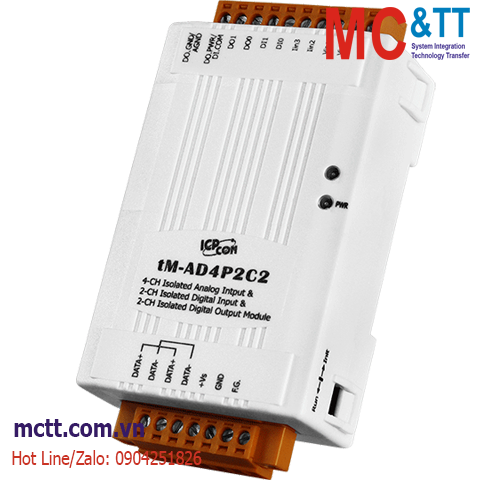 Module RS-485 Modbus RTU 4 kênh AI+2 kênh DI+2 kênh DO ICP DAS tM-AD4P2C2 CR
