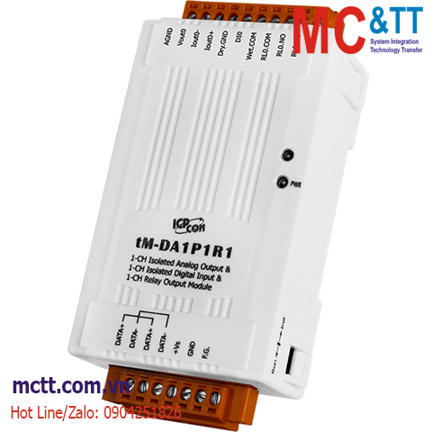 Module RS-485 Modbus RTU 1 kênh AO+1 kênh DI+1 kênh Relay ICP DAS tM-DA1P1R1 CR