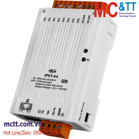Module PoE Ethernet Modbus TCP 4 kênh DO ICP DAS tPET-A4 CR