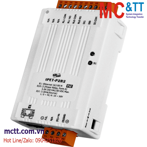 Module PoE Ethernet Modbus TCP 2 kênh DI + 2 kênh Power Relay ICP DAS tPET-P2R2 CR