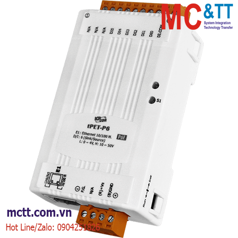 Module PoE Ethernet Modbus TCP 6 kênh DI ICP DAS tPET-P6 CR