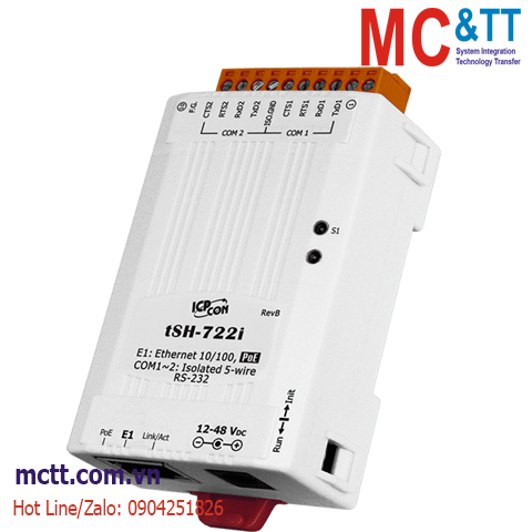 Bộ chuyển đổi 2 cổng RS-232 Modbus RTU sang ASCII ICP DAS tSH-722i CR