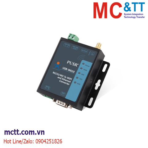 Bộ chuyển đổi 1 cổng RS-232/485 sang Ethernet/ Wi-Fi hỗ trợ Modbus Gateway USR-W610