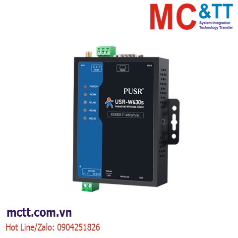 Bộ chuyển đổi 1 cổng RS-232/485 sang 2 cổng Ethernet/ Wi-Fi (Dual Band) hỗ trợ Modbus Gateway USR-W630S