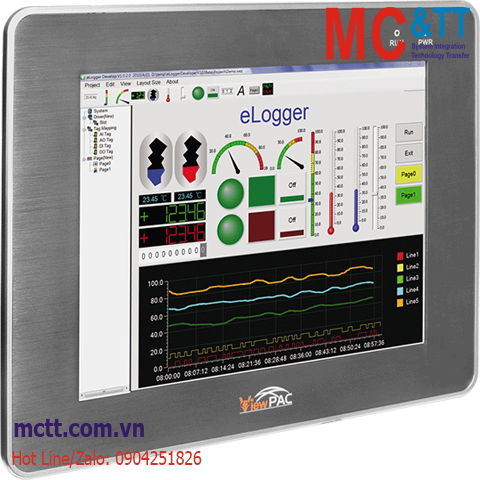 Màn hình cảm ứng lập trình nhúng InduSoft (300 tags) ViewPAC 10.4 inch CPU Cortex-A8+ WinCE 7.0 ICP DAS VP-4239-CE7 CR