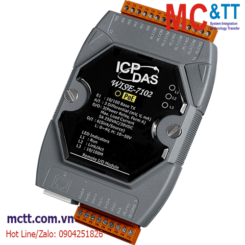 Module lập trình nhúng Wise IoT  3 kênh AI + 6 kênh DI + 3 kênh Relay ICP DAS WISE-7102 CR