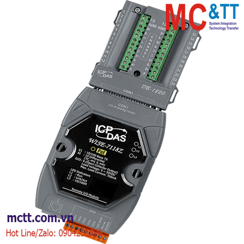 Module lập trình nhúng Wise IoT 10 kênh Thermocouple + 6 kênh DO ICP DAS WISE-7118Z/S CR