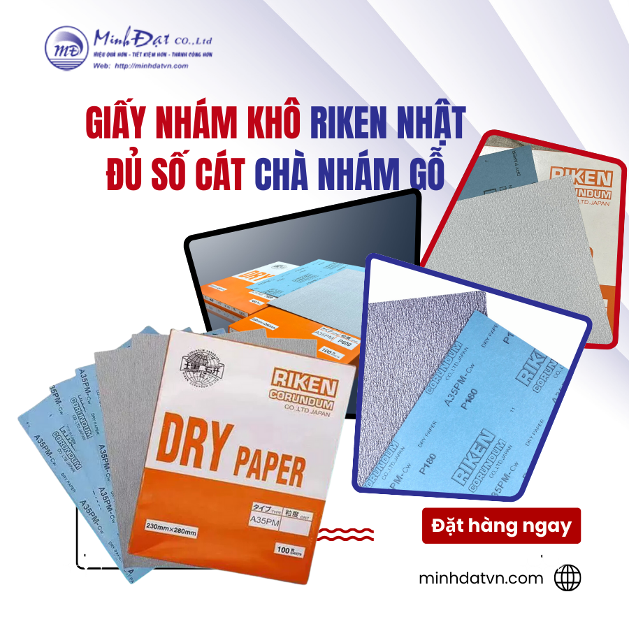 Giấy Nhám Khô Riken Nhật Đủ Số Cát Dùng Chà Nhám Gỗ