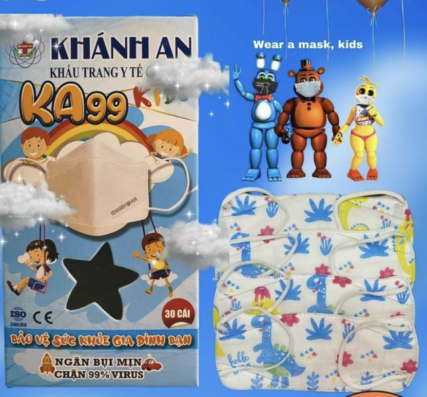 [Hộp 30 cái] Khẩu trang trẻ em 4D Khánh An KA99 Kids