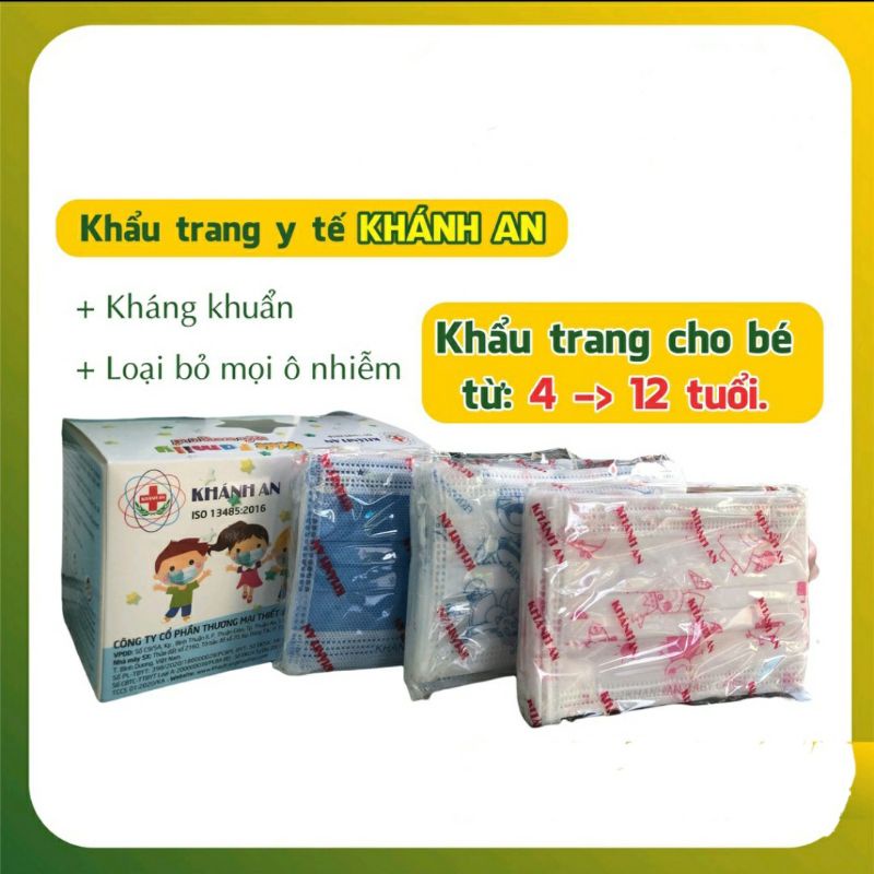 [Hộp 50 cái] Khẩu trang y tế 4 lớp em bé Khánh An