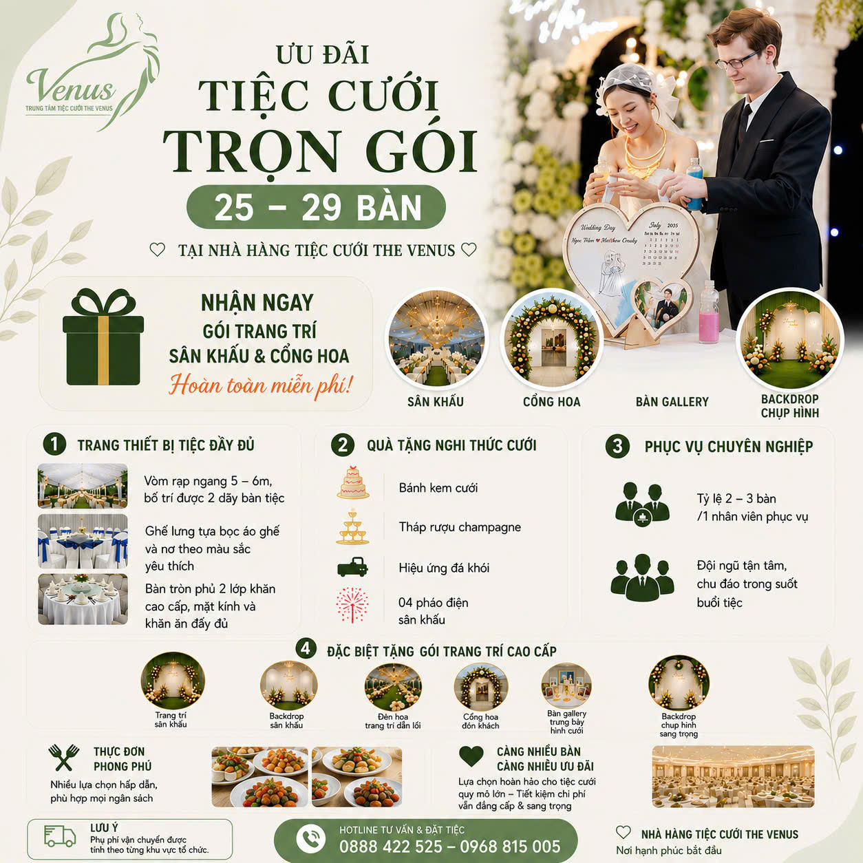 Ưu đãi áp dụng cho tiệc cưới 25 bàn -29 bàn