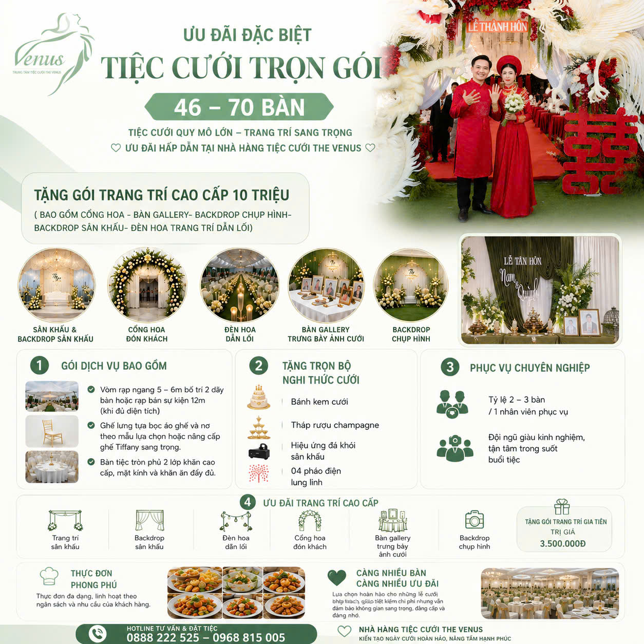 Ưu đãi áp dụng cho tiệc cưới 46 bàn đến 70 bàn