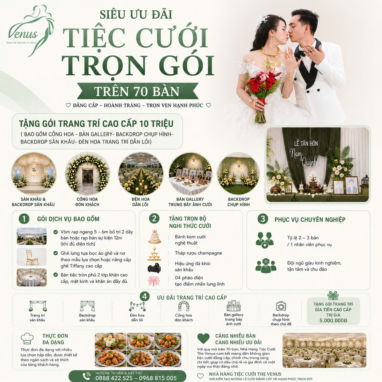 Ưu đãi áp dụng cho tiệc cưới 70 bàn trở lên