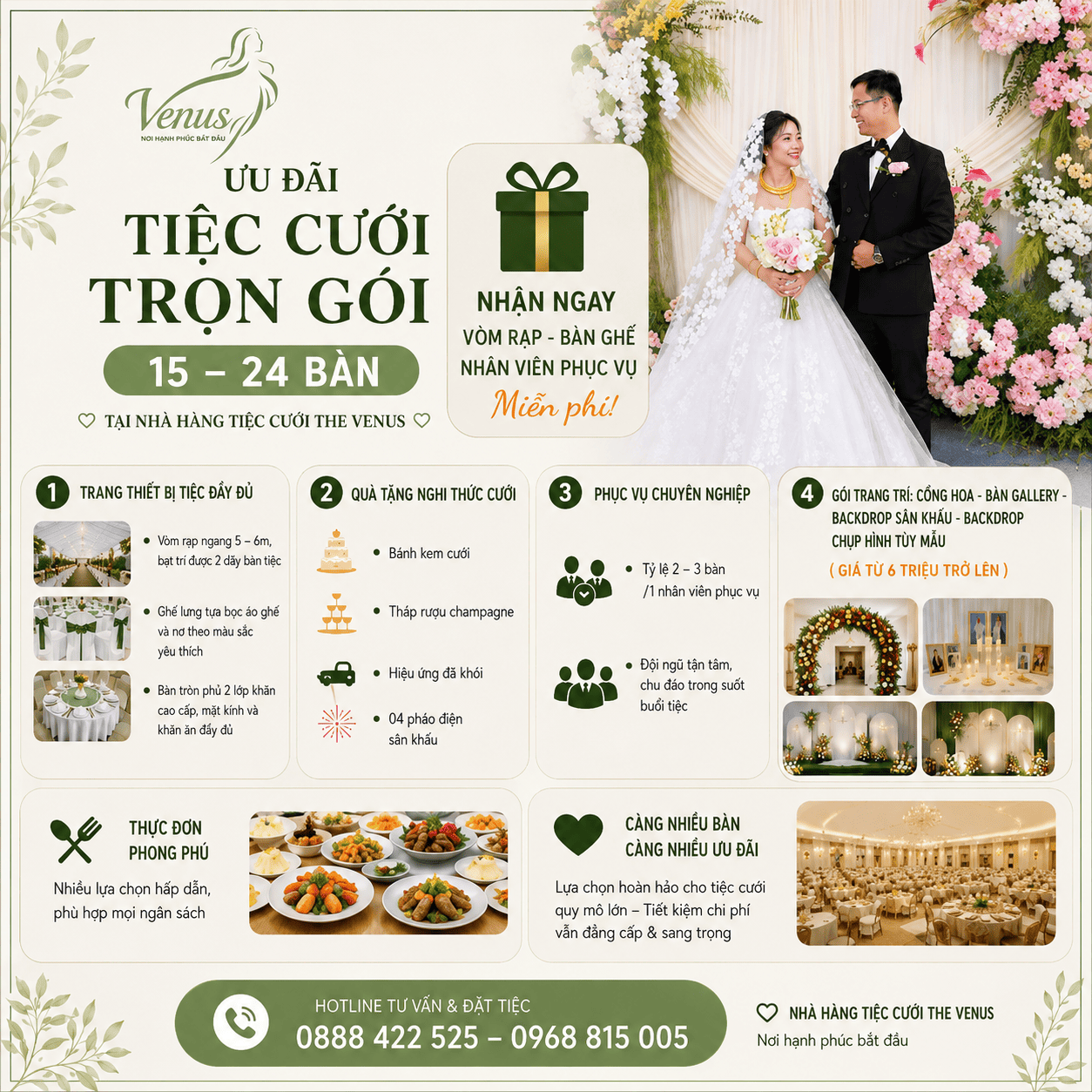 Ưu đãi áp dụng cho tiệc cưới dưới 25 bàn