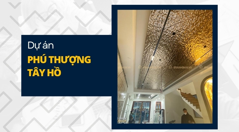 Trang trí trần inox sóng nước tại dự án Phú Thượng, Tây Hồ | S-House Decor