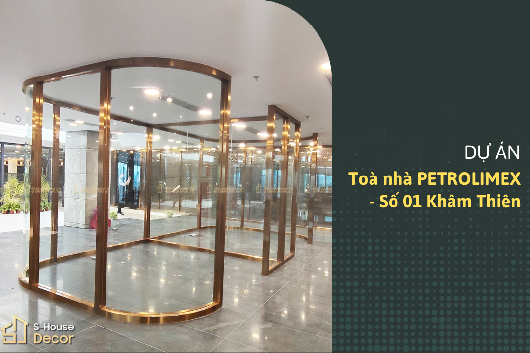Thi Công Vách Inox Kính CNC & Cửa Inox Kính Tự Động Tại Tòa Nhà PETROLIMEX – 01 Khâm Thiên