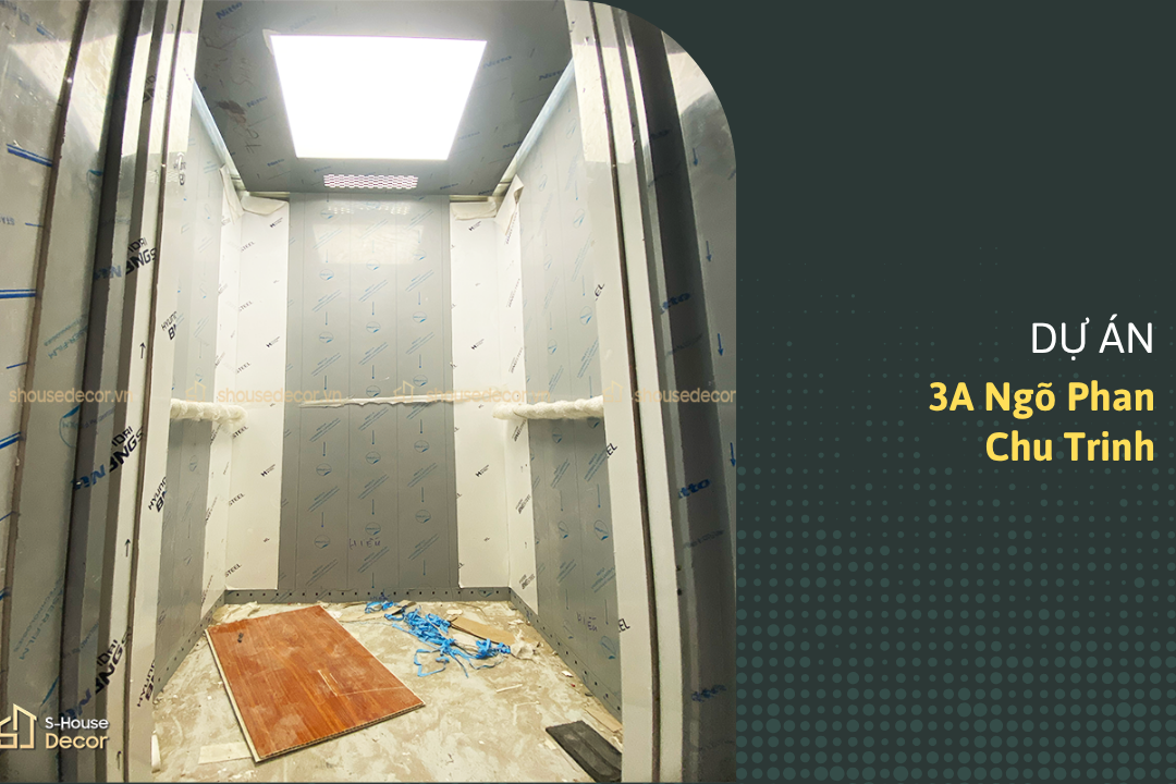 Trang Trí Inox Thang Máy Tại 3A Ngõ Phan Chu Trinh – Hoàn Thiện Khung Bao Bản Rộng & Trần Cabin