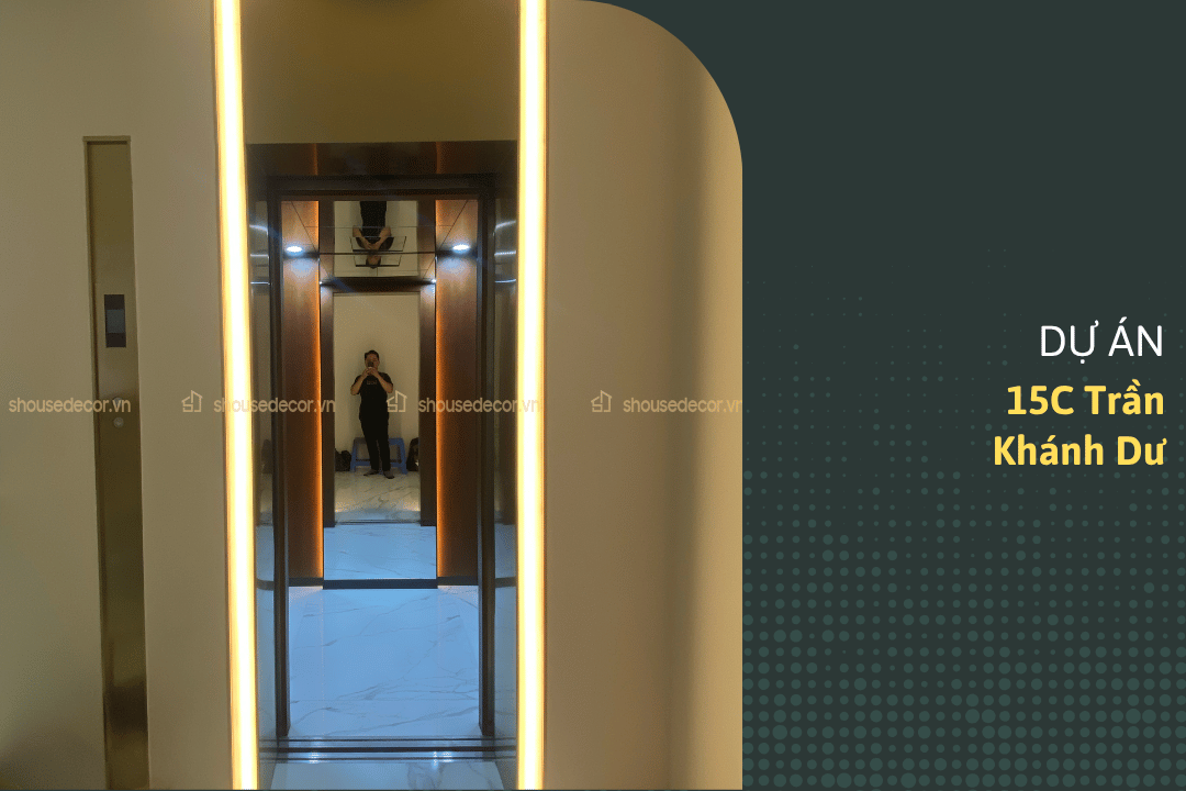 Trang Trí Thang Máy Tại 15C Trần Khánh Dư – Hoàn Thiện Khung Bao Inox & Nội Thất Cabin Sang Trọng