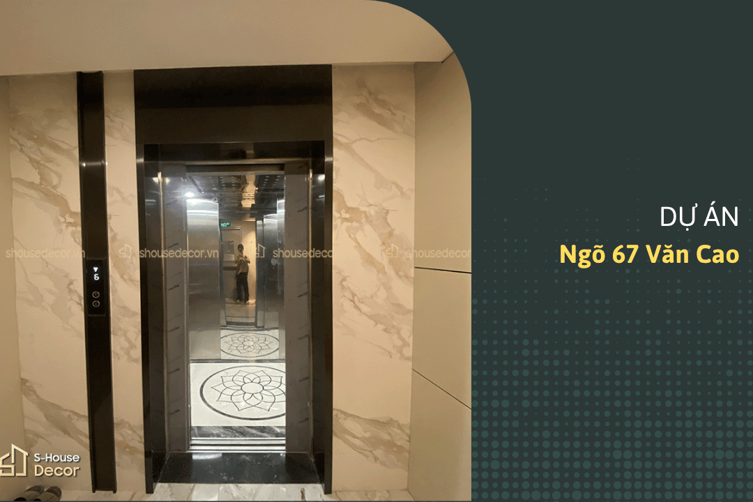 Trang Trí Thang Máy Tại Ngõ 67 Văn Cao – Ốp Inox Khung Bao Bản Rộng Hiện Đại