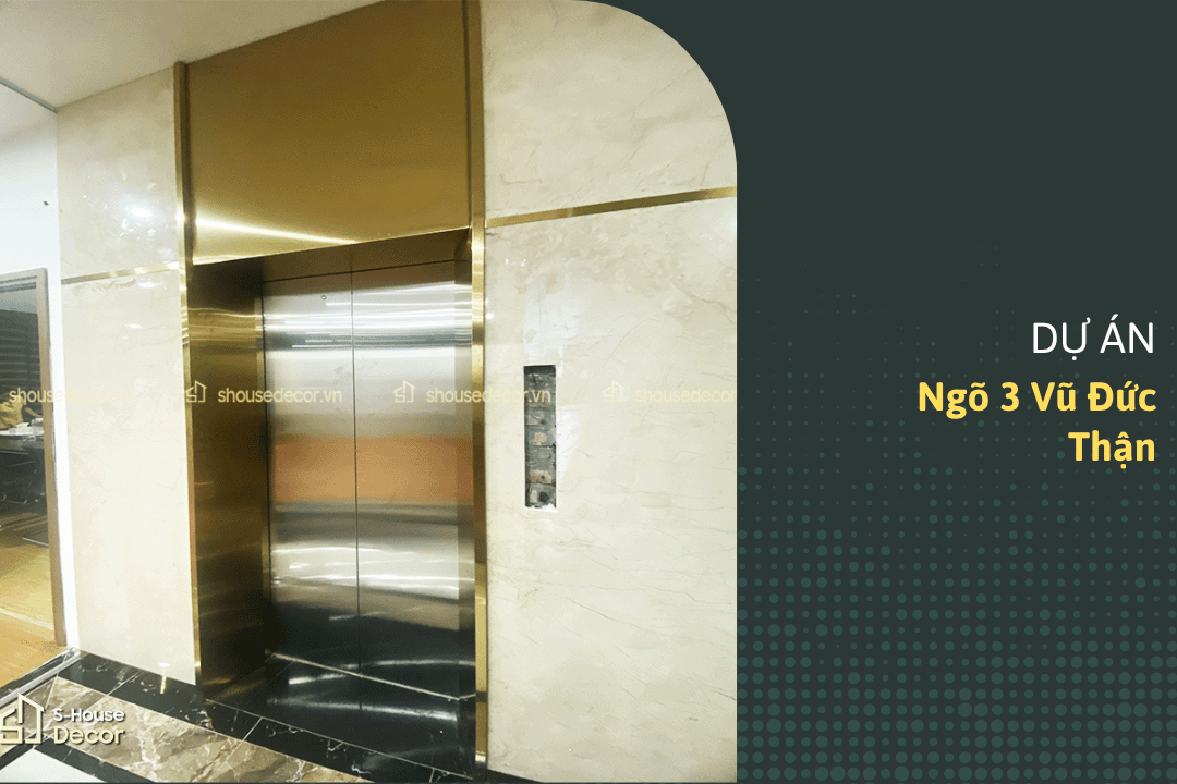 Giải Pháp Ốp Inox Khung Bao Bản Rộng Thang Máy tại ngõ 3 Vũ Đức Thận